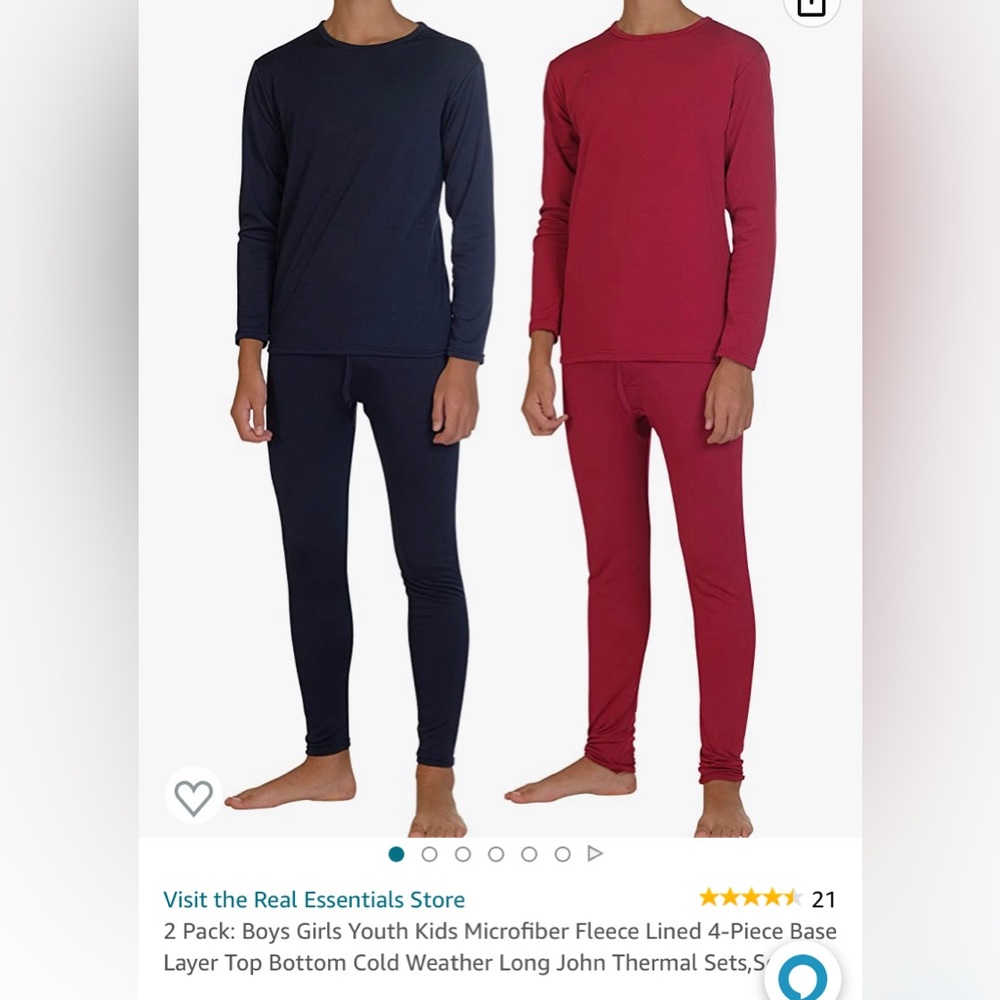 Youth long John’s 2 pack red and blue